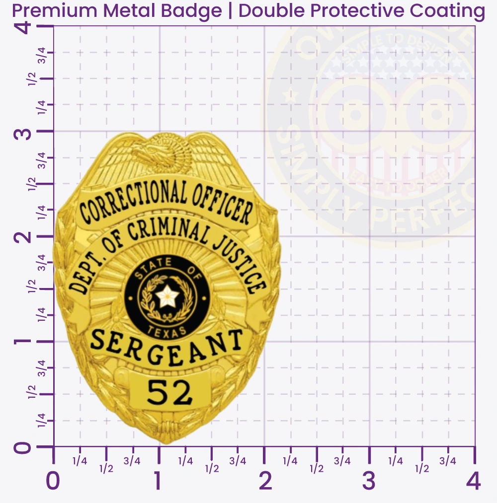 3-E17CB Custom Corrections Badges Correctional Badges Prison Badges Jail Badges Gold 3.375 Premium