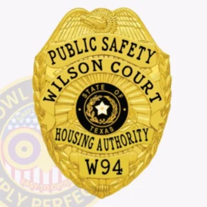 Eagle-Top Shield · Gold public safety badge