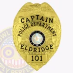 Ceremonial Eagle Top Shield, Sunburst Background, 4 Ribbon Text Panels, Laurel Edge Badge view 1