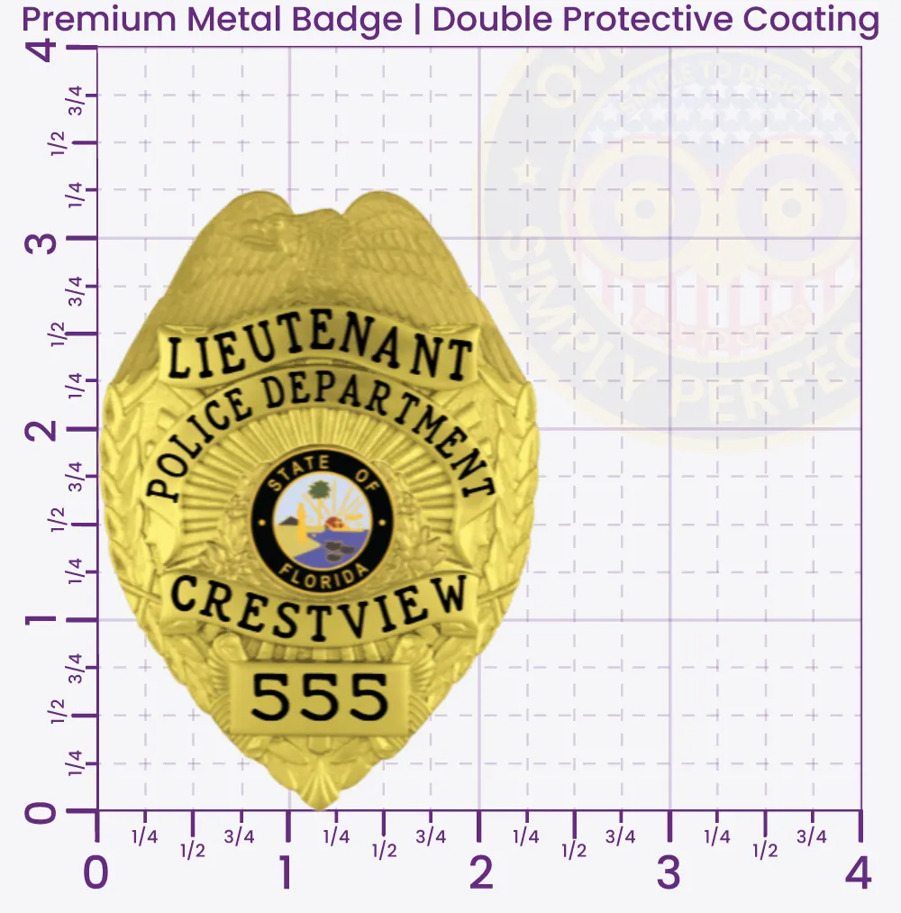 3-F4 Buy Custom Police Badges And Design, Create, Build and Order Personalized Police Badges Officer Badges Gold 3.25 Premium Badge