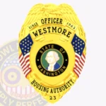 Modern Eagle Top Badge with Flags, 6 Text Panels, Classic Border view 1
