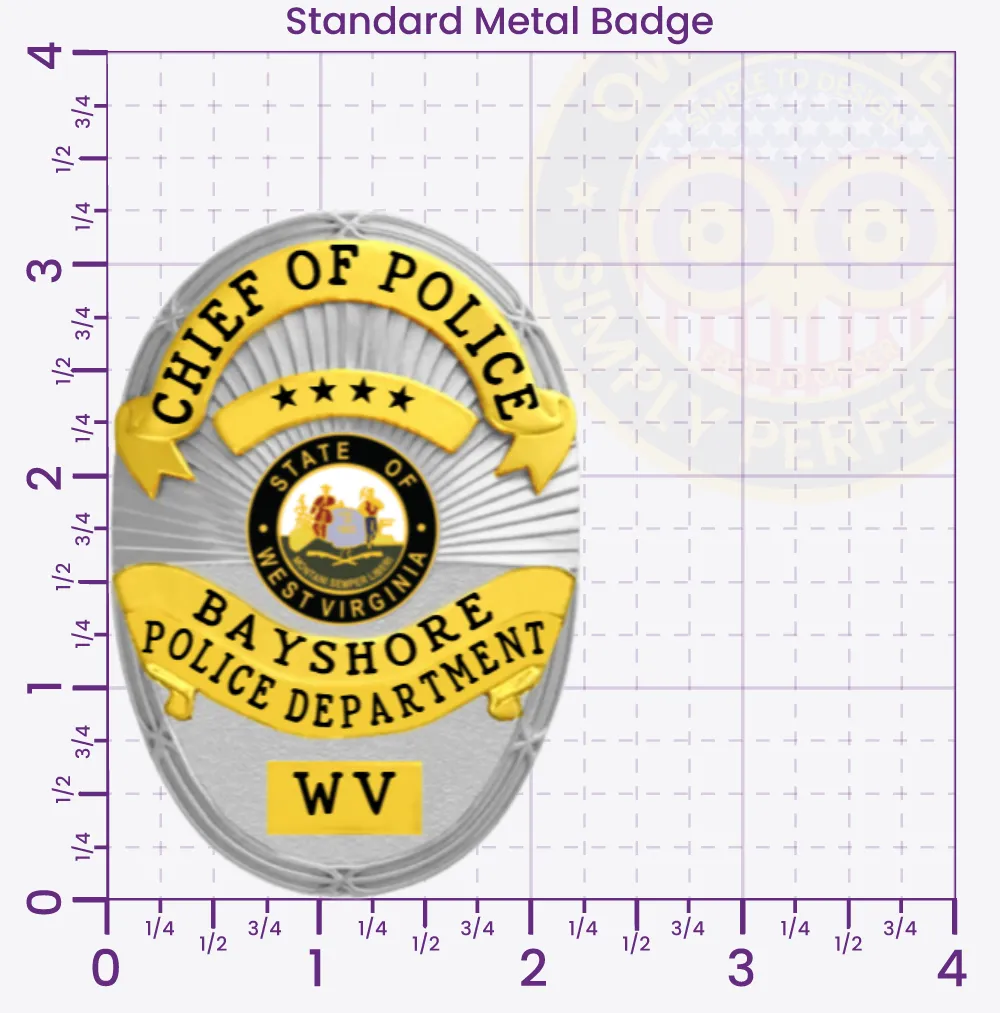 5-D11 Custom Badges And Design, Create, Build and Order Custom Badges Personalized Badges Officer Badges Bayshore Police Silver Badges 3.25 Standard