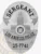 Los Angeles police custom oval metal sergeant badge displaying a silver shield with sunburst pattern and embossed city hall, featuring black text SERGEANT on an arched banner and LOS ANGELES POLICE beneath it, finished with a black number plate 25-7741 and safety pin attachment on the back.