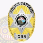 Classic Oval Shield with 6 Point Star Center, Sunburst Background, 5 Text Panels, Braid Edge Badge view 1