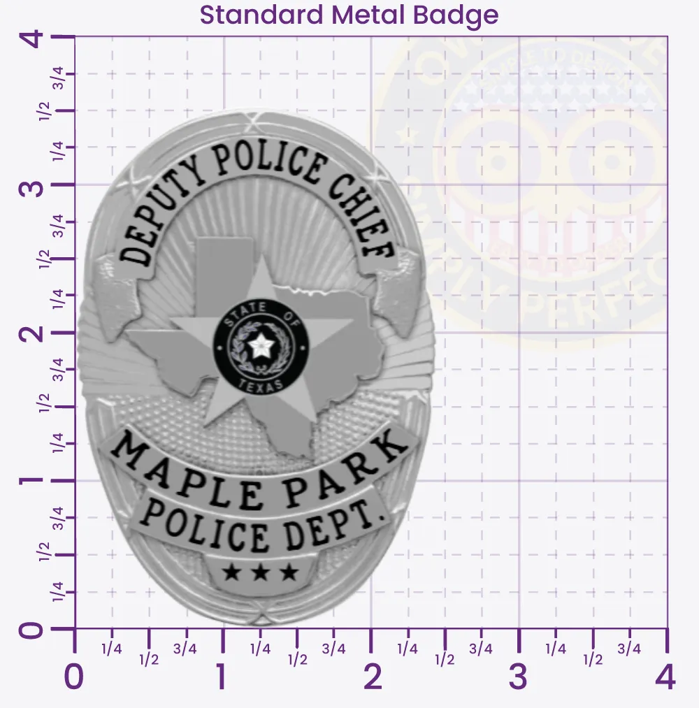 11-D22TX Custom Badges And Design, Create, Build and Order Custom Badges Personalized Badges Officer Badges Maple Park Police Silver Badges 3.50 Standard