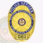 Classic Oval Badge with 5 Point Star Center, Starburst Background, 4 Reverse Enamel Panels, Reef Border view 1