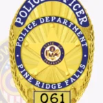 Classic Oval Badge with 5 Point Star Center, Starburst Background, 4 Reverse Enamel Panels, Reef Border view 2