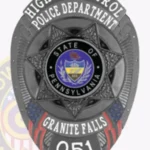 Modern Oval Shield Badge with 7 Pointed Star Center, 2 Flags, 4 Panels, Classic Border 11-F4CMB view 4