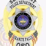 Modern Oval Shield Badge with 7 Pointed Star Center, 2 Flags, 4 Panels, Classic Border 11-F4CMB view 3
