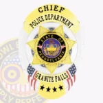 Modern Oval Shield Badge with 7 Pointed Star Center, 2 Flags, 4 Panels, Classic Border 11-F4CMB view 1