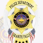 Modern Oval Shield Badge with 7 Pointed Star Center, 2 Flags, 4 Panels, Classic Border 11-F4CMB view 2