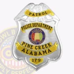 Professional Shield Badge with Eagle Top, Smooth Background, 5 Ribbon Panels, Line Border view 1