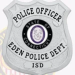 Vintage Shield Badge with 3 Text Panels, Textured Background, and Line Border view 2
