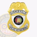 Classic Shield Badge with Eagle Top, Shield Center, Textured Background, 2 Text Panels, Line Border view 1
