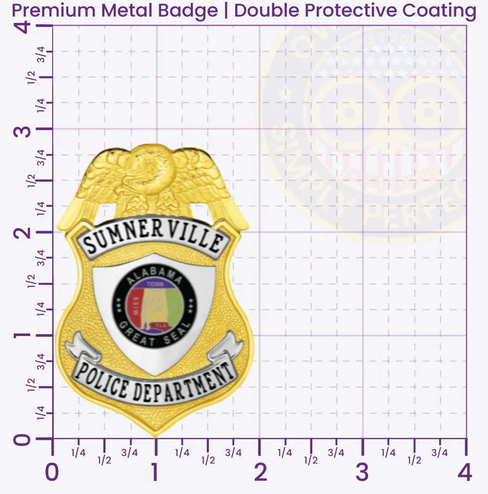 13-F20 Custom Badges And Design, Create, Build and Order Custom Badges Personalized Badges Officer Badges Sumnerville Police Gold Badges 2.88 Premium