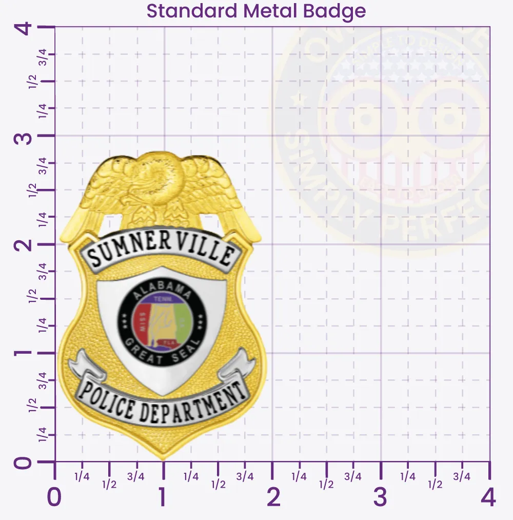 13-F20 Custom Badges And Design, Create, Build and Order Custom Badges Personalized Badges Officer Badges Sumnerville Police Gold Badges 2.88 Standard