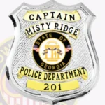 Classic Shield Badge with Textured Background, 4 Ribboned Panels, Traditional Line Border view 2