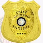 Contemporary Shield Badge with Eagle Top Shield Center, 4 Ribbon Text Panels, Classic Line Edge view 4