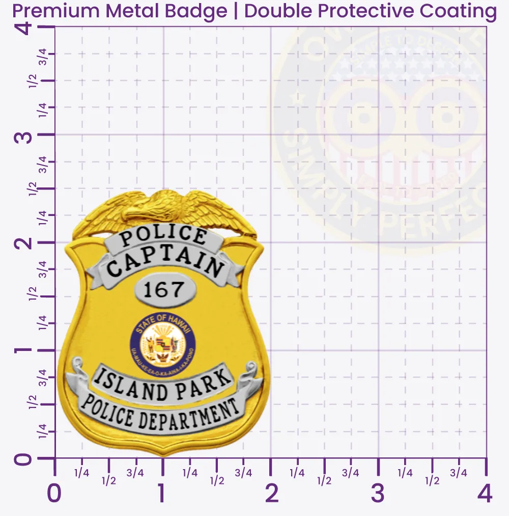 13-G1 Custom Badges And Design, Create, Build and Order Custom Badges Personalized Badges Officer Badges Island Park Police Gold Badges 2 Premium