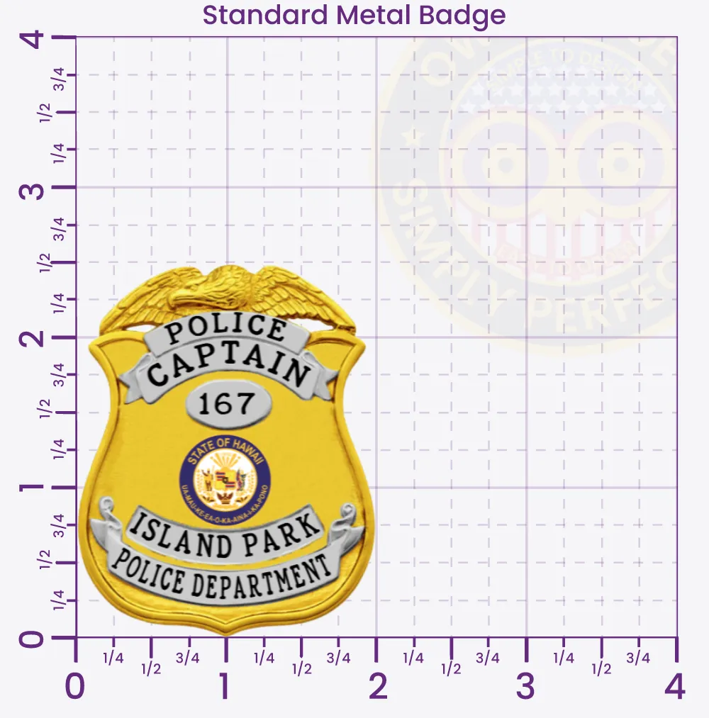 13-G1 Custom Badges And Design, Create, Build and Order Custom Badges Personalized Badges Officer Badges Island Park Police Gold Badges 2 Standard