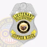 Traditional Shield Badge with Eagle Top, Textured Background, 3 Text Panels and Classic Edge view 1