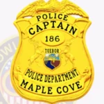 Michigan State Seal Badge Shield with Eagle Top, Michigan Seal Center, 6 Text Panels, Line Edge view 2
