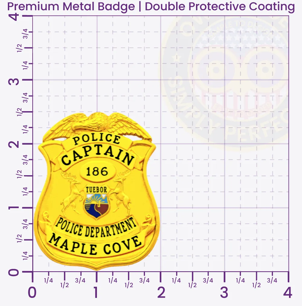13-MI2 Custom Badges And Design, Create, Build and Order Custom Badges Personalized Badges Officer Badges Maple Cove Police Gold Badges 2.5 Premium