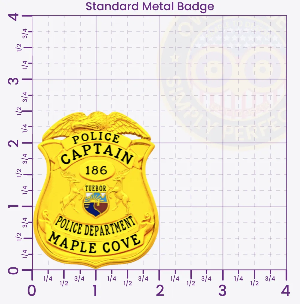 13-MI2 Custom Badges And Design, Create, Build and Order Custom Badges Personalized Badges Officer Badges Maple Cove Police Gold Badges 2.5 Standard