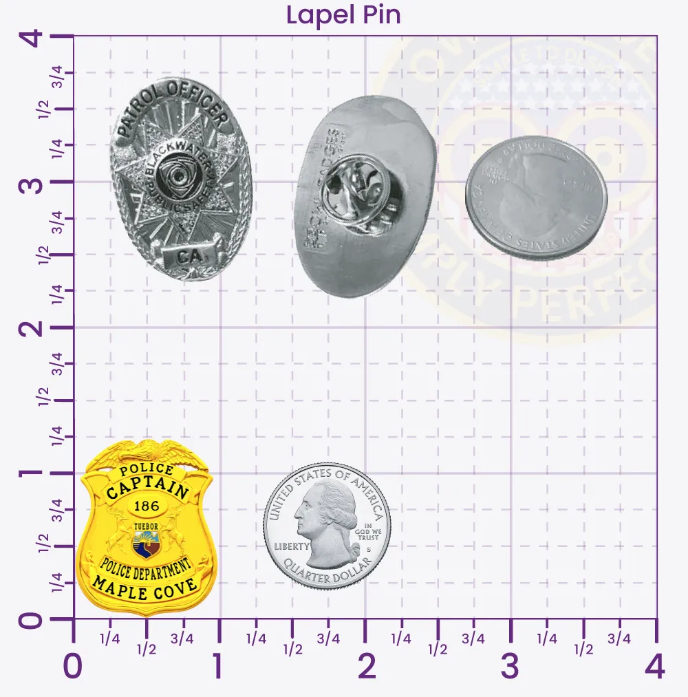 13-MI2 Custom Badges And Design, Create, Build and Order Custom Badges Personalized Badges Officer Badges Maple Cove Police Gold Lapel Pins