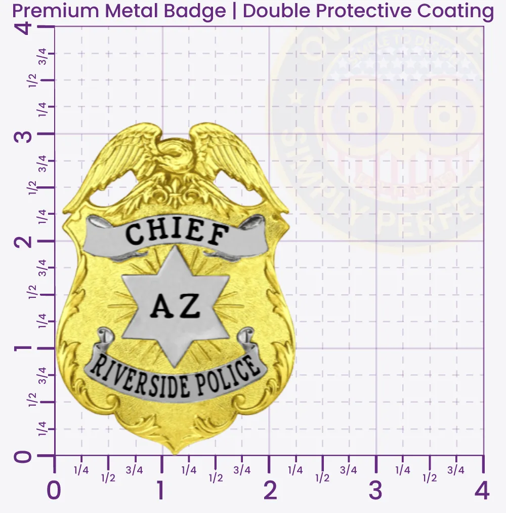 13-WI1 Custom Badges And Design, Create, Build and Order Custom Badges Personalized Badges Officer Badges Cedar Woods Police Gold Badges 3.125 Premium