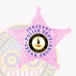 Traditional 5 Point Star Badge with Reef Design Background, Rounded Points view 5