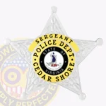 Traditional 5 Point Star Badge with Reef Design Background, Rounded Points view 1