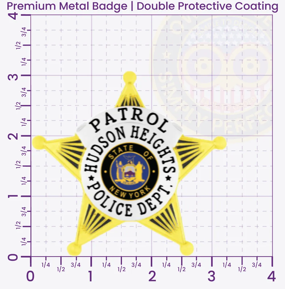 14-B1 Custom Badges And Design, Create, Build and Order Custom Badges Personalized Badges Officer Badges Hudson Heights Police Gold Badges 3.05 Premium
