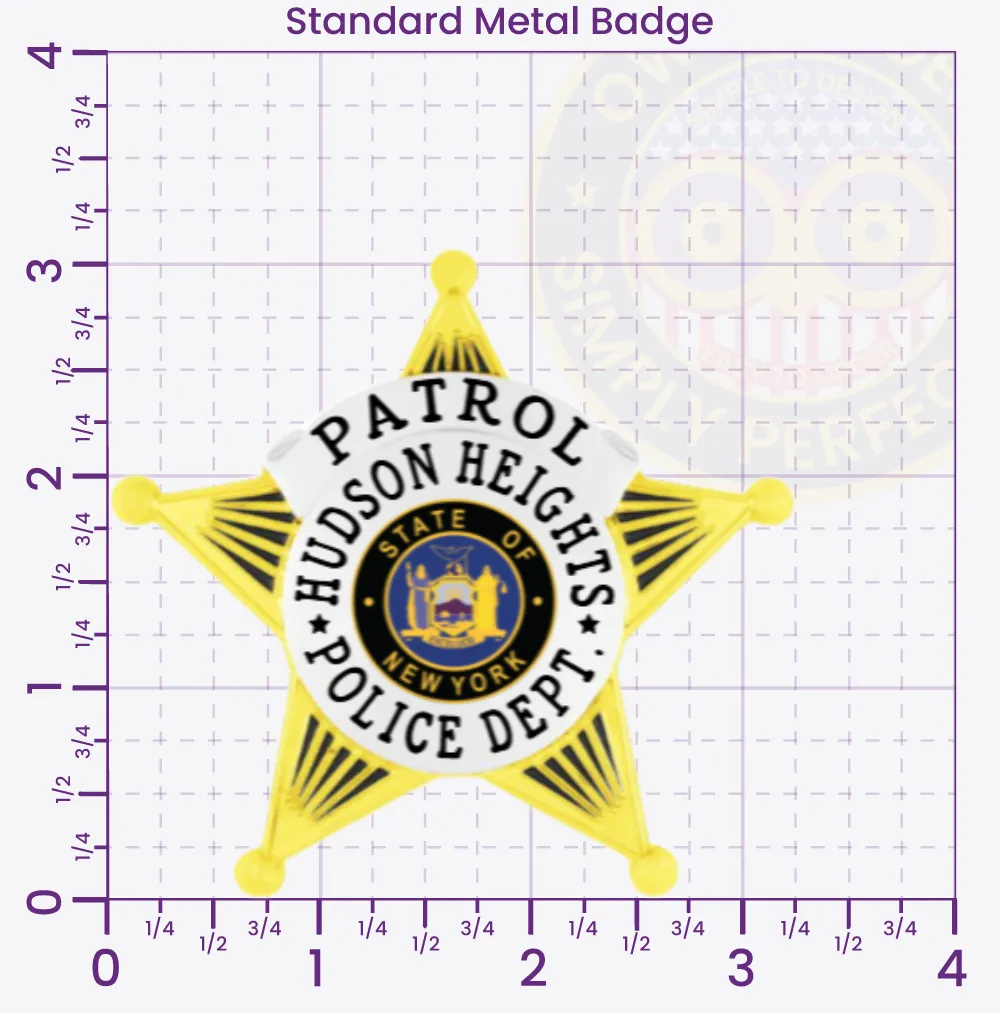 14-B1 Custom Badges And Design, Create, Build and Order Custom Badges Personalized Badges Officer Badges Hudson Heights Police Gold Badges 3.05 Standard