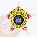 Vintage 5 Point Star with Red Stipes, Rounded Points Badge view 1