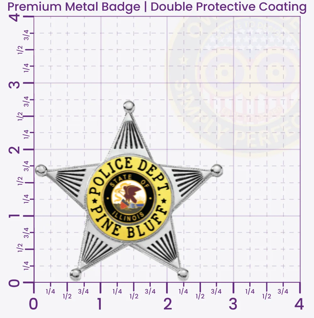 14-B4 Custom Badges And Design, Create, Build and Order Custom Badges Personalized Badges Officer Badges Pine Bluff Police Silver Badges 2.75 Premium