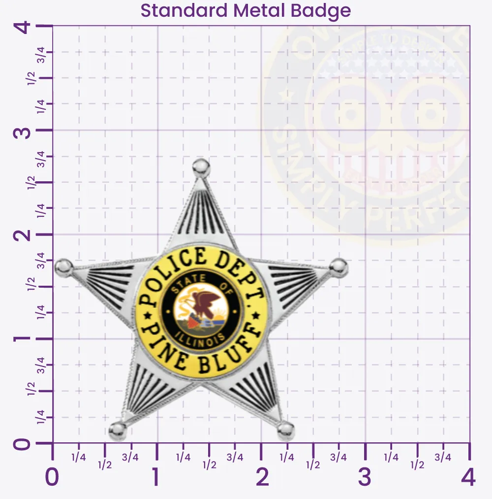 14-B4 Custom Badges And Design, Create, Build and Order Custom Badges Personalized Badges Officer Badges Pine Bluff Police Silver Badges 2.75 Standard