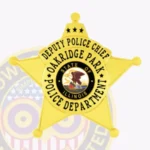 Modern 5 Point Star Shield Badge with Rounded Points, Smooth Background, 4 Text Panels, Line Edge view 3