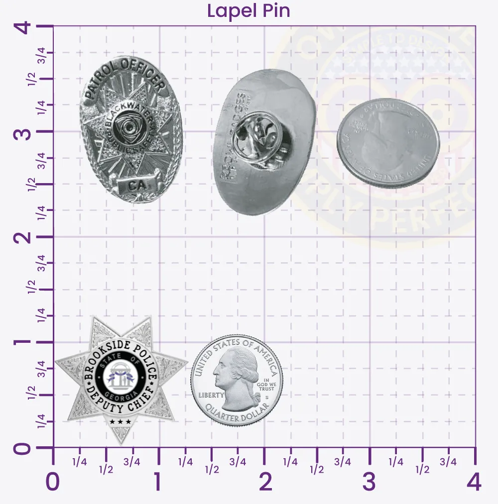 15-H11-1 Custom Badges And Design, Create, Build and Order Custom Badges Personalized Badges Officer Badges Brookside Police Silver Lapel Pins