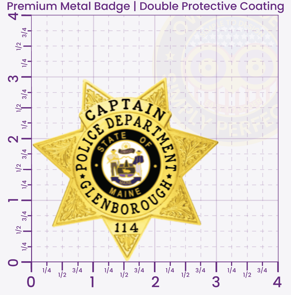 16-H12 Custom Badges And Design, Create, Build and Order Custom Badges Personalized Badges Officer Badges Glenborough Police Gold Badges 3 Premium