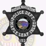 Classic 6 Point Star Badge with Rounded Points, Top Ribbon, 4 Text Panels, Laurel Border view 4