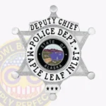Classic 6 Point Star Badge with Rounded Points, Top Ribbon, 4 Text Panels, Laurel Border view 1