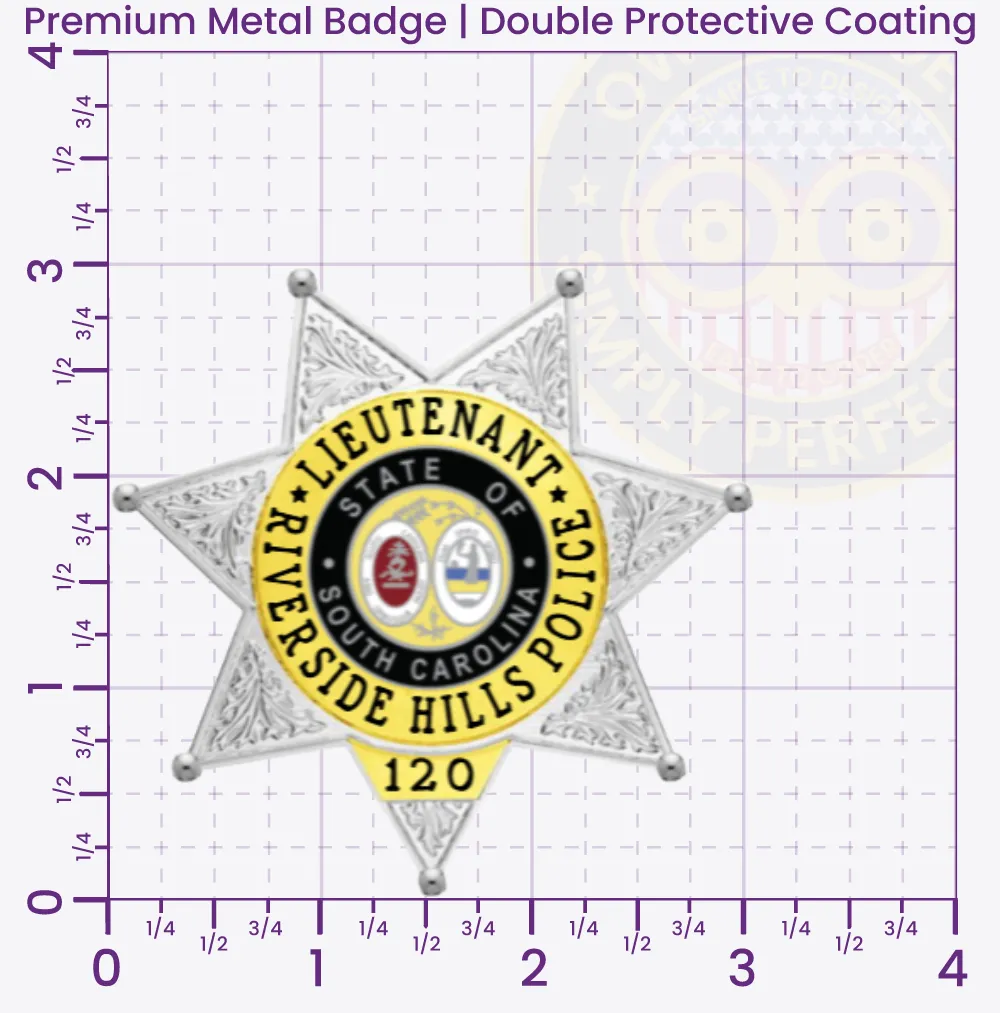 17-H13 Custom Badges And Design, Create, Build and Order Custom Badges Personalized Badges Officer Badges Riverside Hills Police Silver Badges 3 Premium
