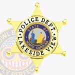 Vintage 6-Point Star Badge with Rounded Points, 2 Text Panels, Traditional Border view 1