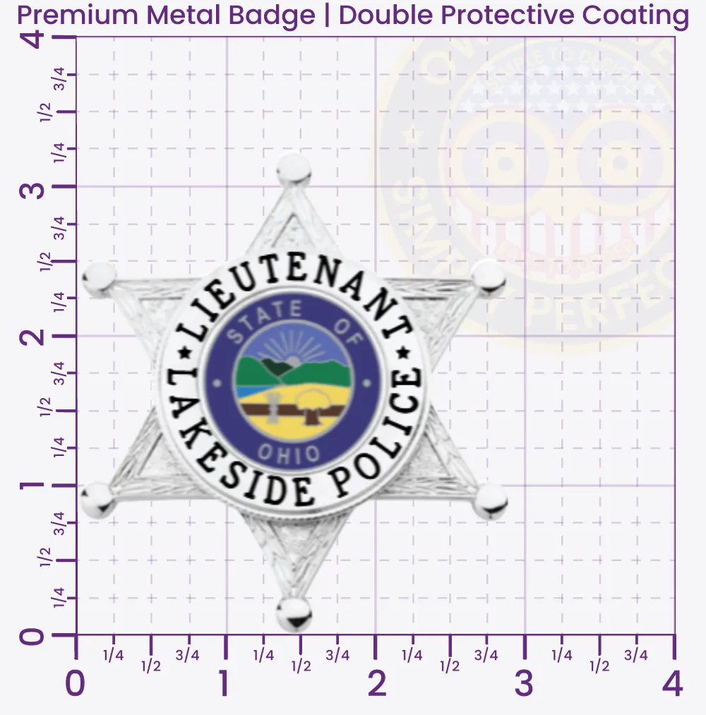 17-H14 Custom Badges And Design, Create, Build and Order Custom Badges Personalized Badges Officer Badges Lakeside Police Silver Badges 3.25 Premium