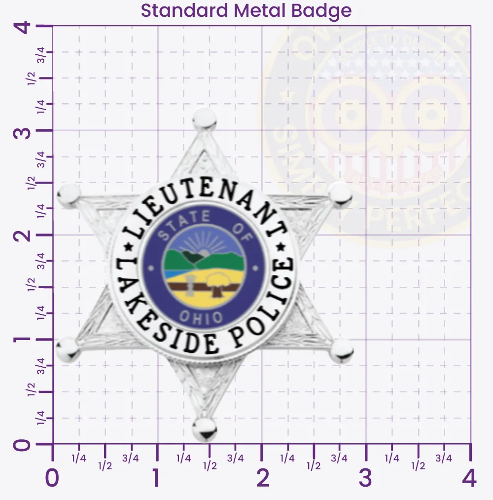 17-H14 Custom Badges And Design, Create, Build and Order Custom Badges Personalized Badges Officer Badges Lakeside Police Silver Badges 3.25 Standard
