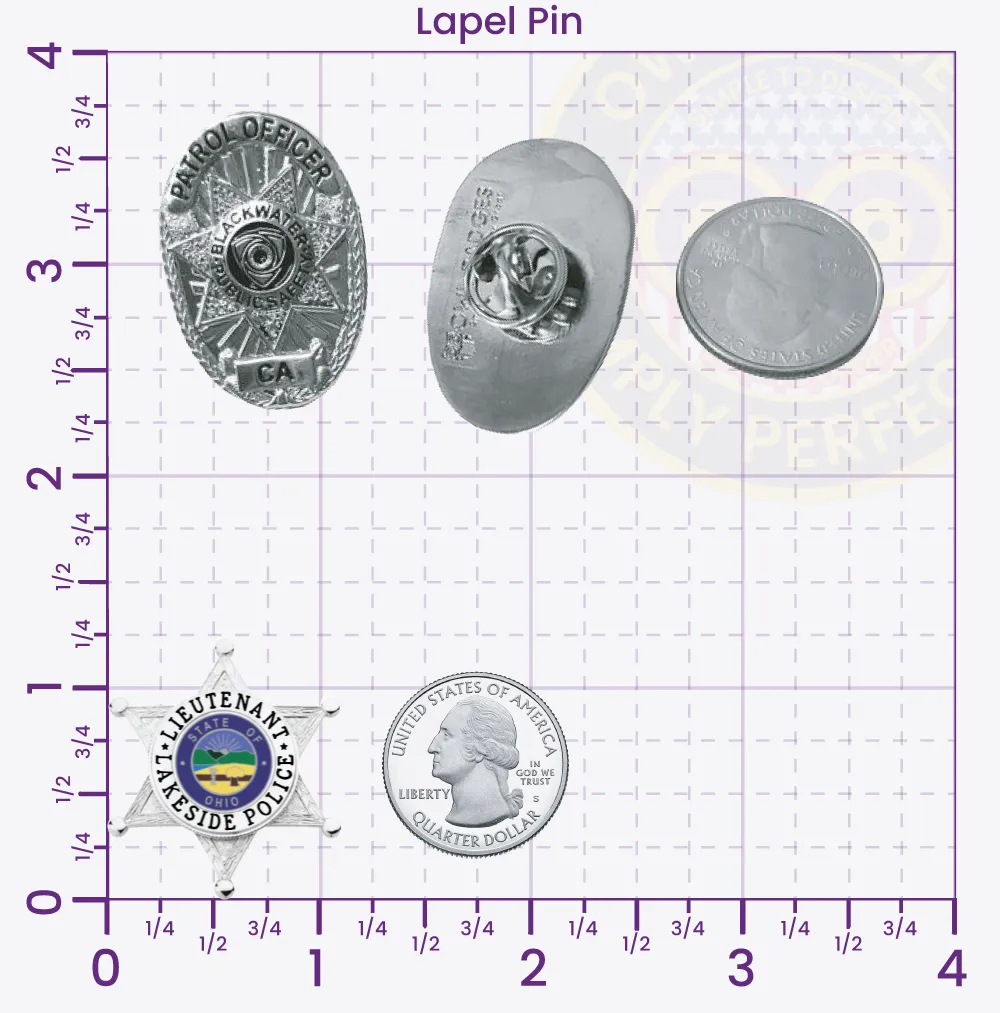 17-H14 Custom Badges And Design, Create, Build and Order Custom Badges Personalized Badges Officer Badges Lakeside Police Silver Lapel Pins