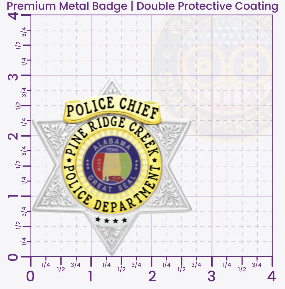 18-A1 Custom Badges And Design, Create, Build and Order Custom Badges Personalized Badges Officer Badges Pine Ridge Creek Police Silver Badges 3 Premium