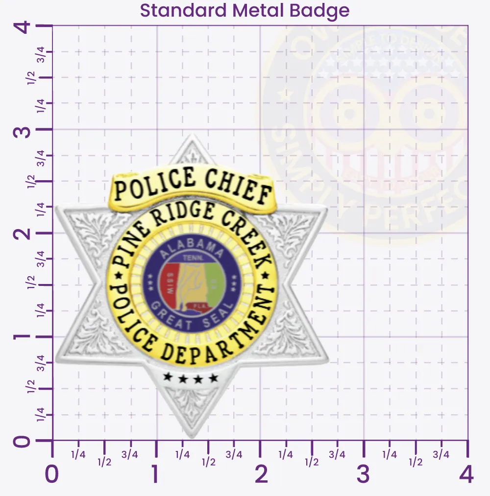 18-A1 Custom Badges And Design, Create, Build and Order Custom Badges Personalized Badges Officer Badges Pine Ridge Creek Police Silver Badges 3 Standard