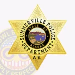 Vintage 6-Pointed Star Shield with 3 Text Panels, Reef Designs, Line Border Badge view 1